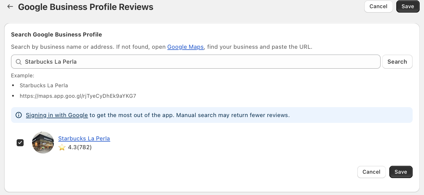 Connect Google Business Profile in Reputon app settings
