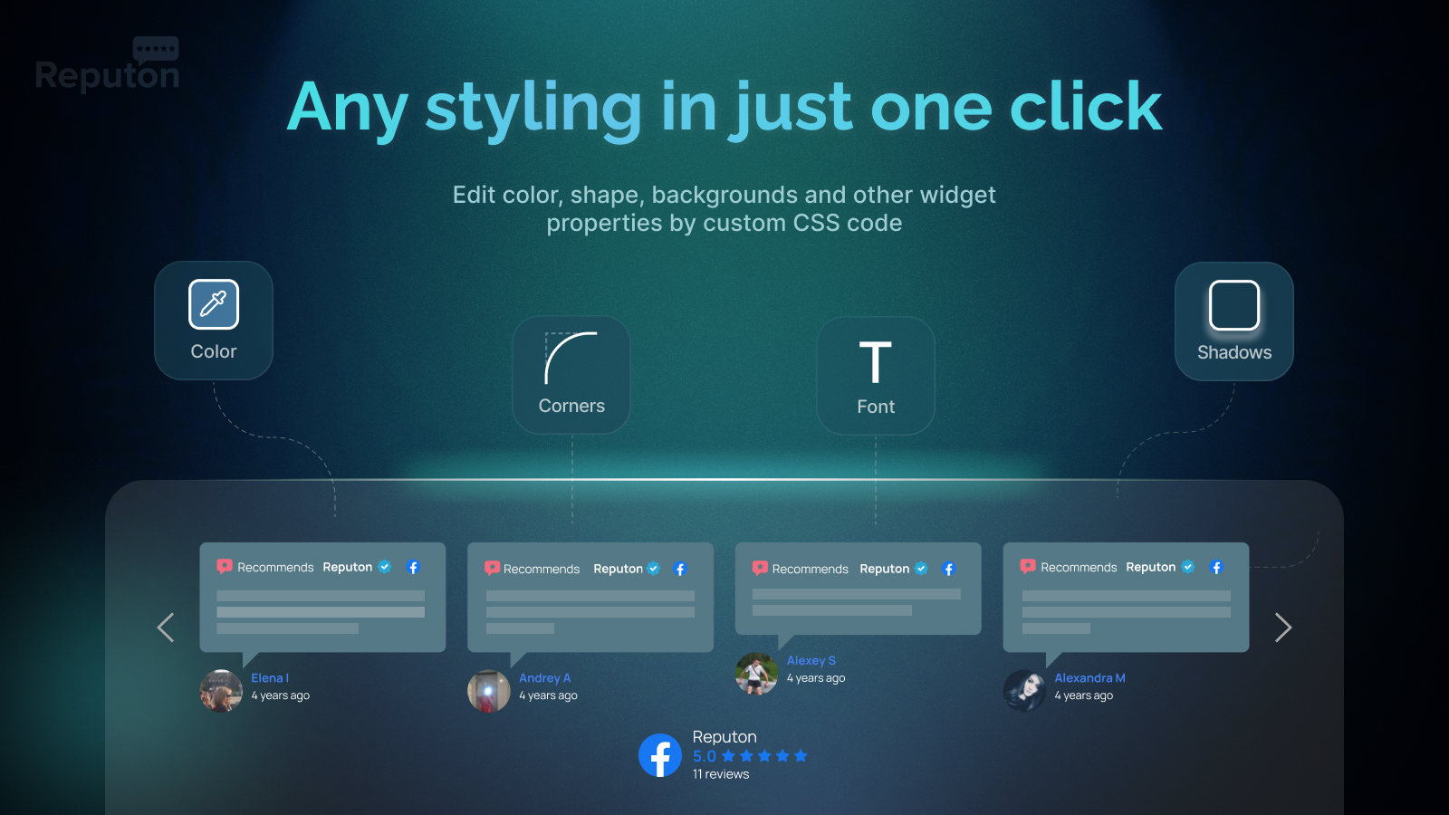 Facebook reviews widget customization settings