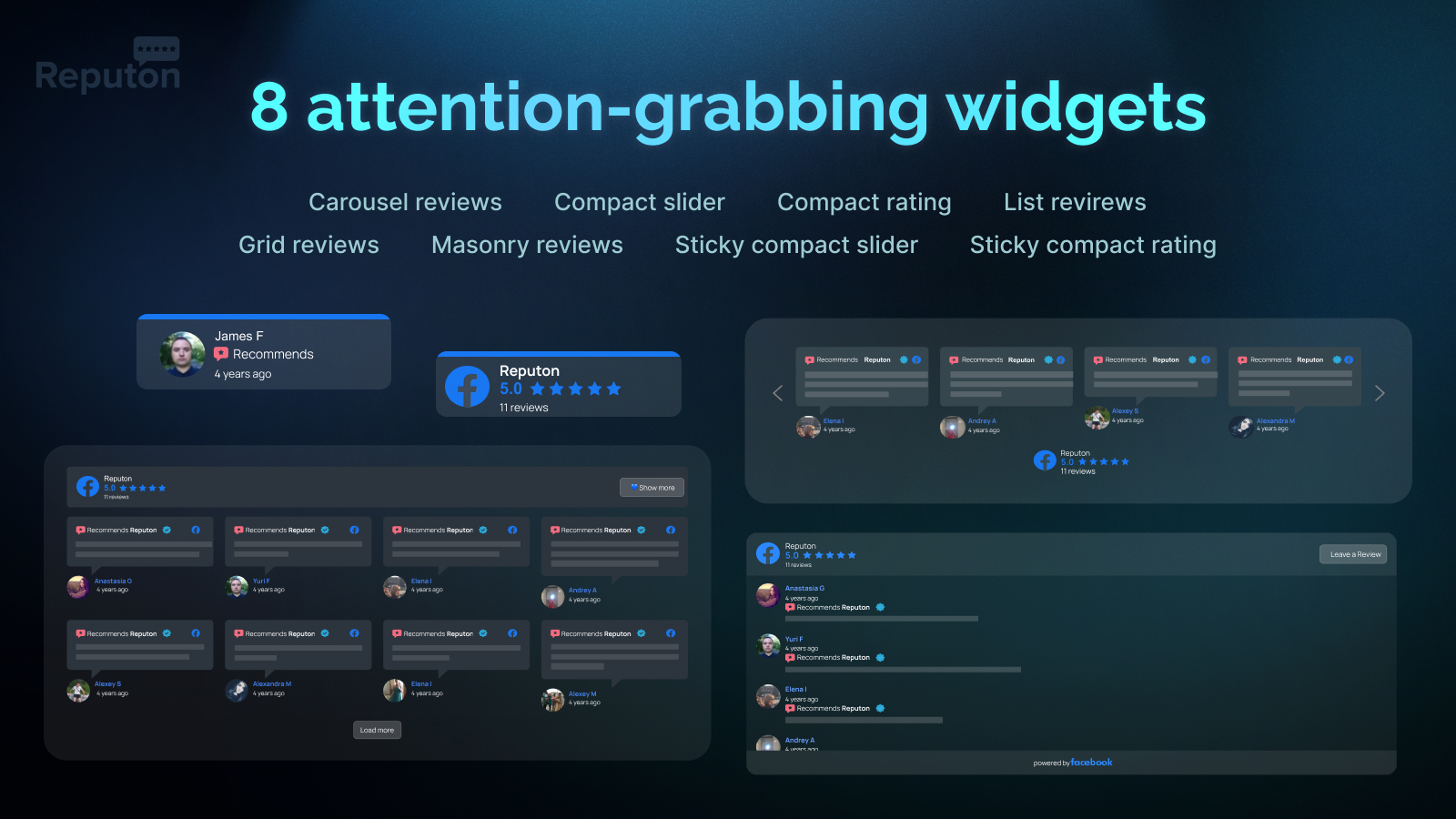 Facebook reviews widget layouts on Shopify