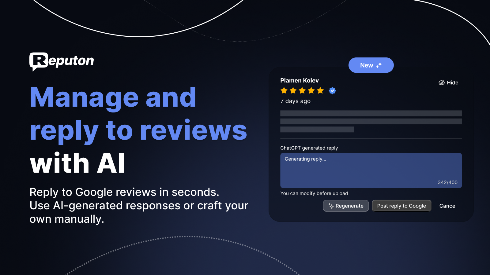 AI summary card and AI review reply for Google reviews