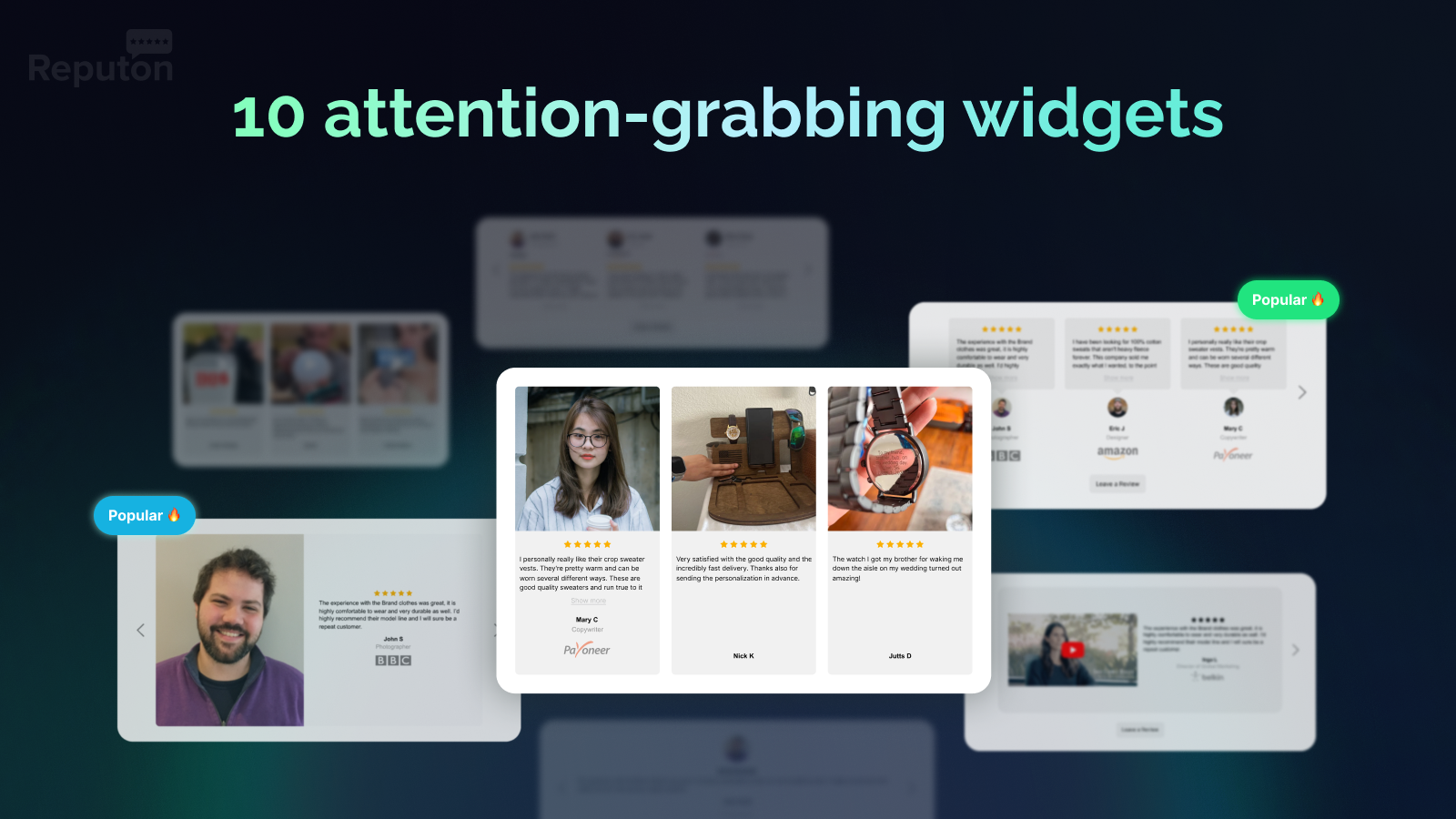 Testimonials widget custom style dark theme