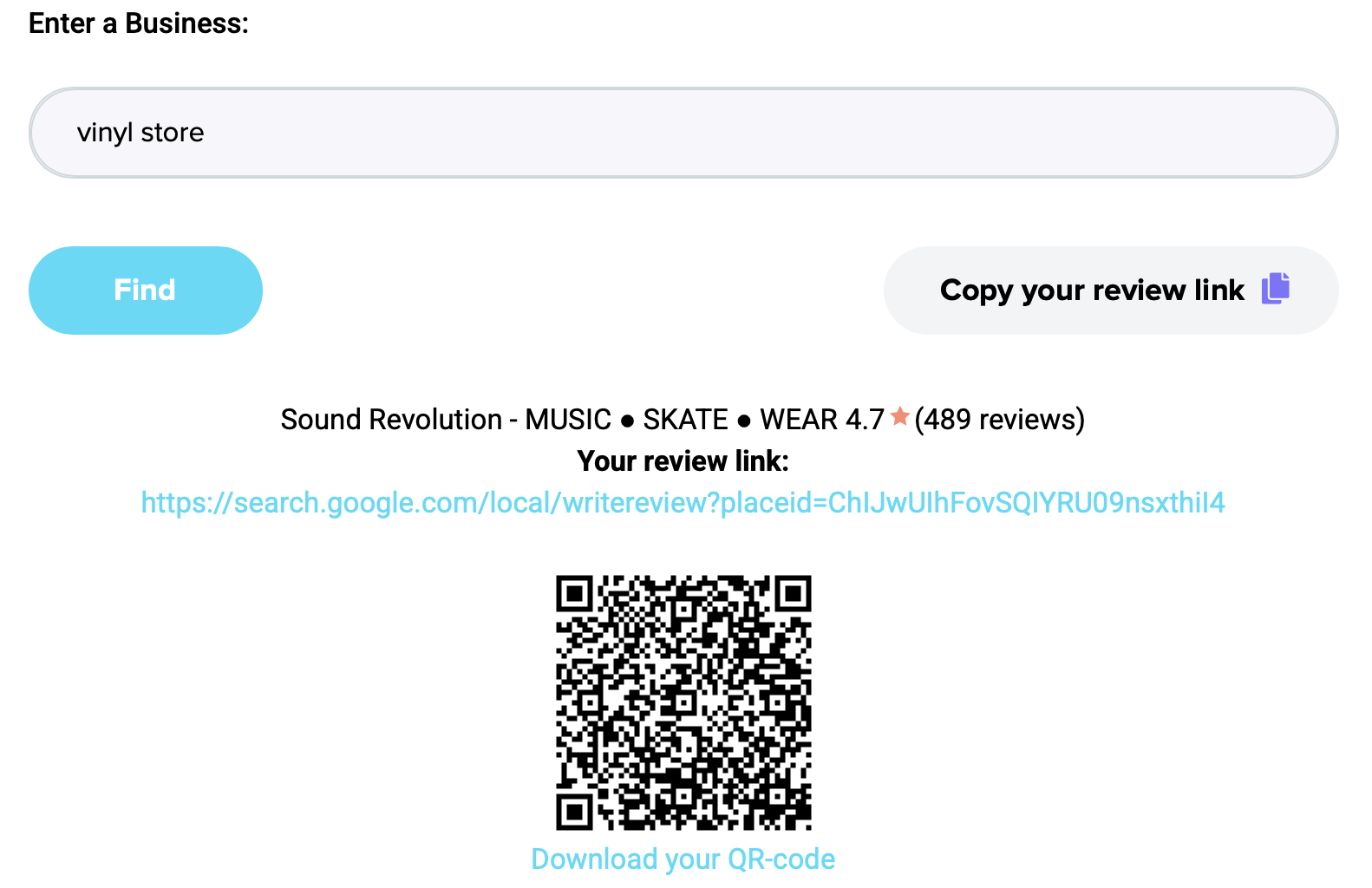 Google review link creator tool example