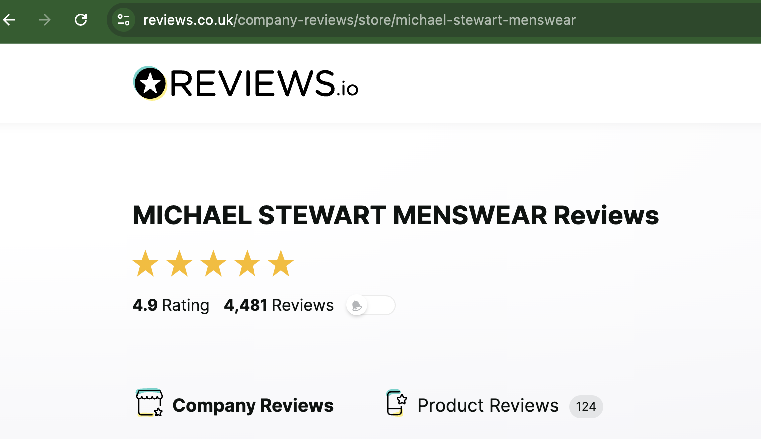 Reviews.io company reviews page link example