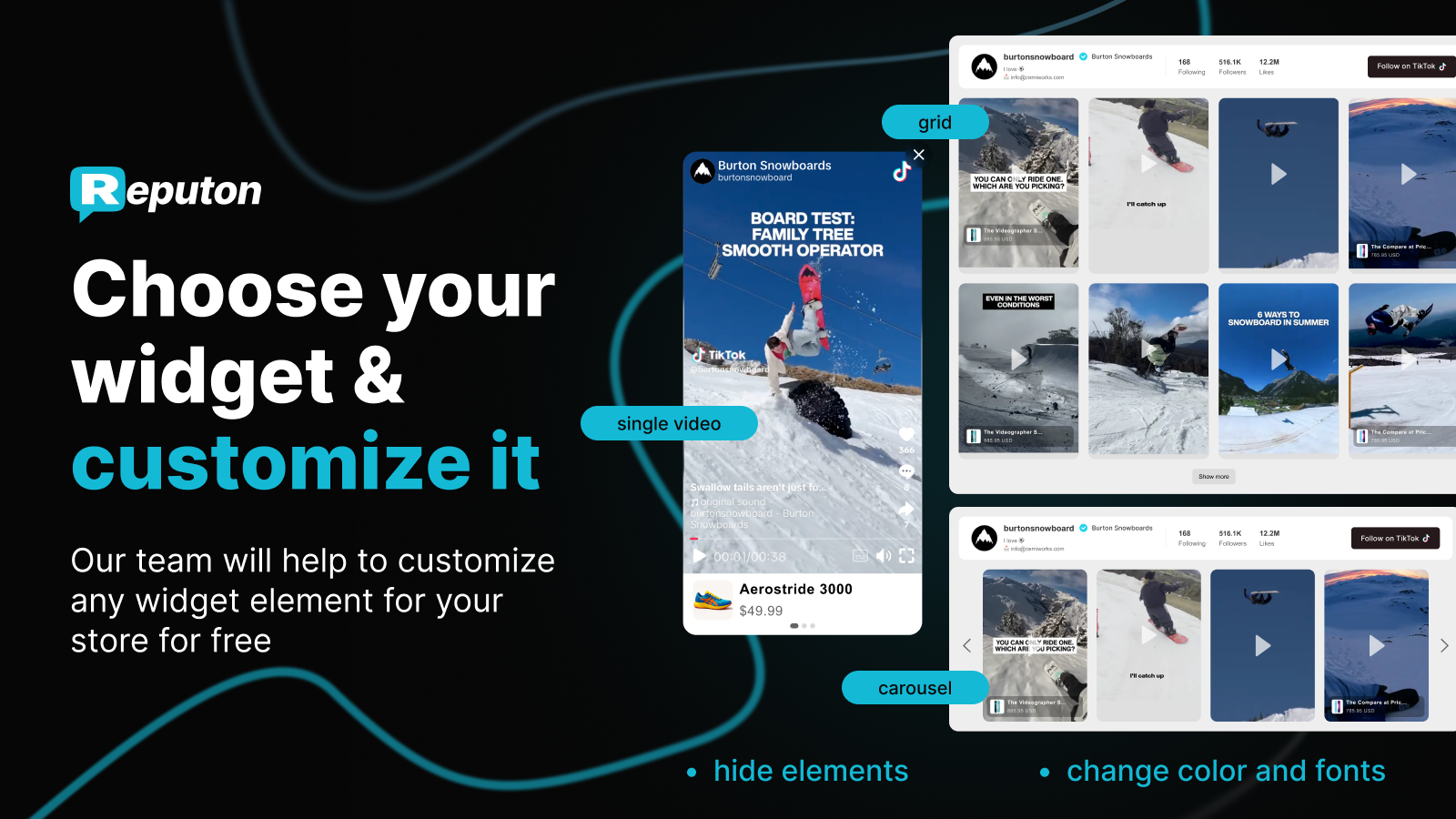 TikTok feed carousel and grid layouts for Shopify